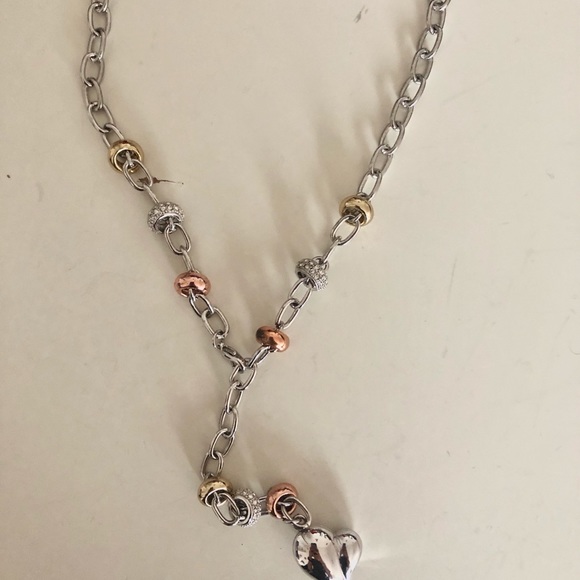 Rose gold & silver heart pendant necklace - Picture 4 of 4